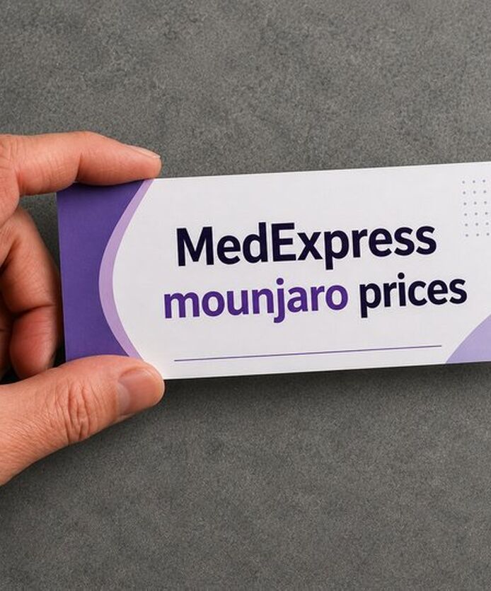 A hand holding medexpress mounjaro prices flyers.