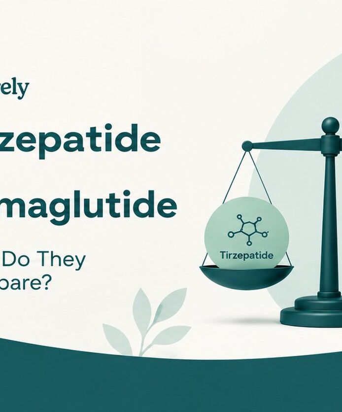 Tirzepatide vs Semaglutide blog banner.