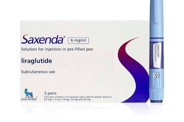 Saxenda liraglutide injection pen and packaging.